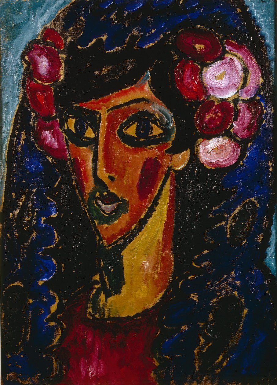 Den blå mantillan, 1913 av Alexej von Jawlensky