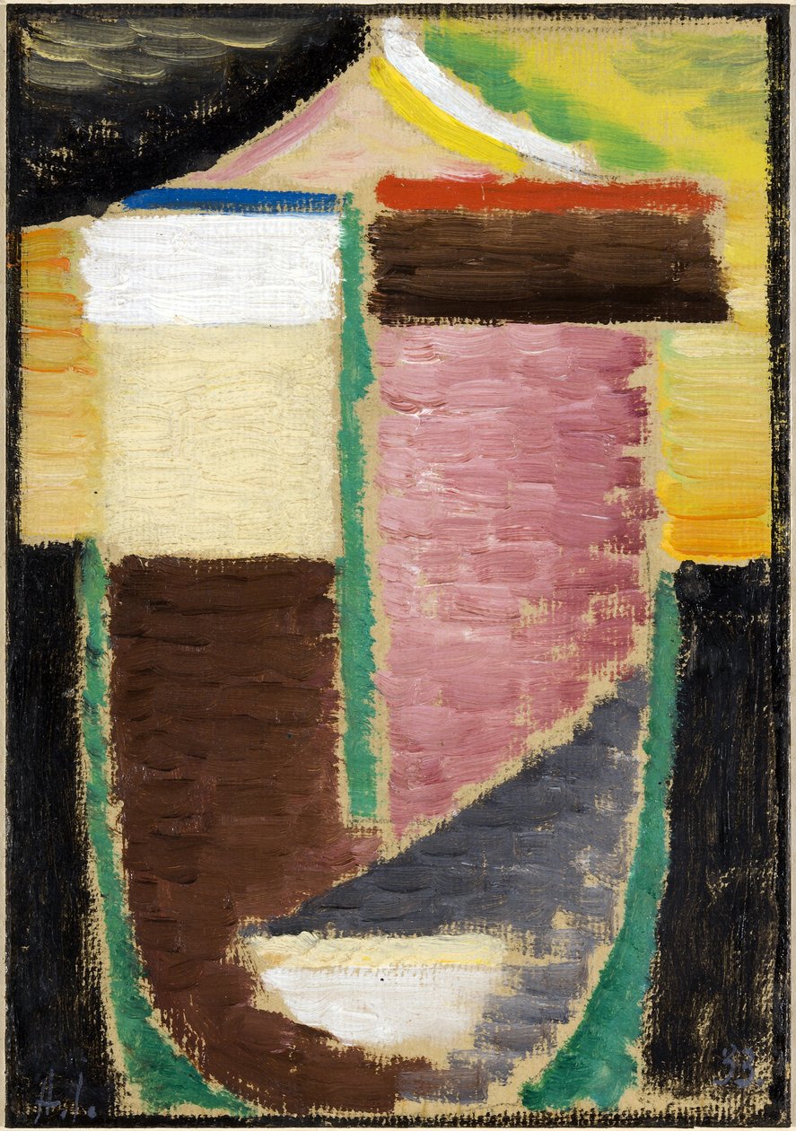 Abstrakt ansikte (abstrakt huvud). Verk av Alexei von Javlensky (Alexi von Jawlensky, Alexej von Javlenski) (1864-1941), olja på kartong av Alexej von Jawlensky