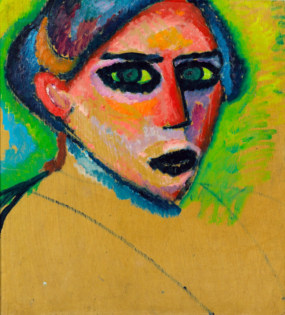 Kvinnans ansikte - Målning av Alexei von Javlensky (1864-1941), olja på kartong, 78,5x75 cm, cirka 1911, expressionism - Gemeentemuseum Den Haag (Nederländerna) av Alexej von Jawlensky