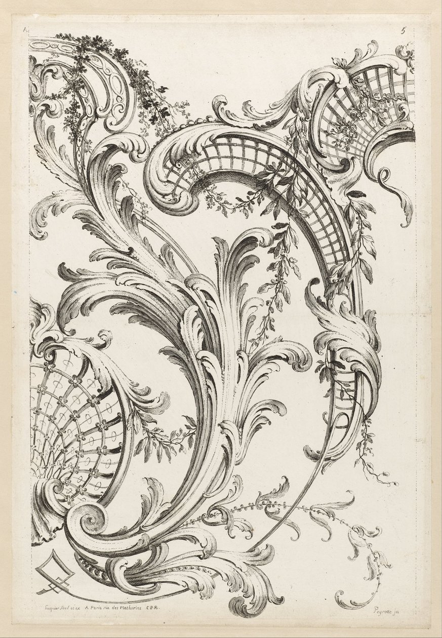 Shell Cartouches och Acanthus Leaf -motiv av Alexis Peyrotte