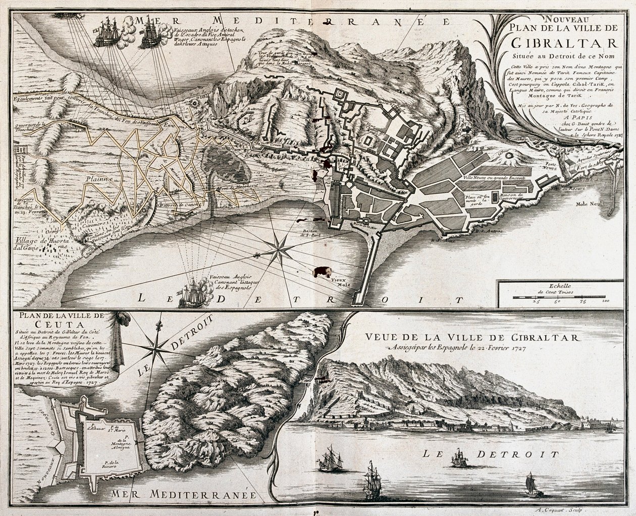Gibilterra och Ceuta, Spanien - av A av Alexis Hubert Jaillot