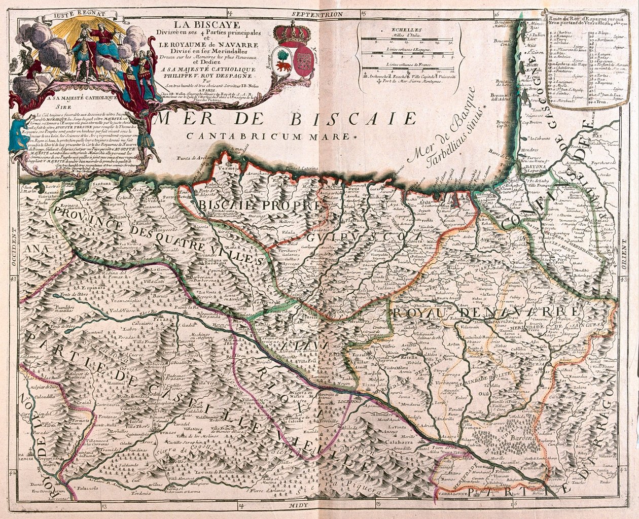 Biscagliabukten och Navarra, Spanien - av A av Alexis Hubert Jaillot