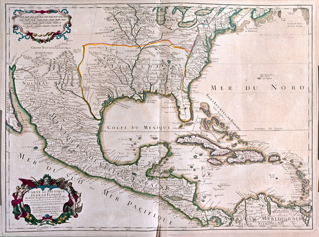 Messico och Florida - av A av Alexis Hubert Jaillot