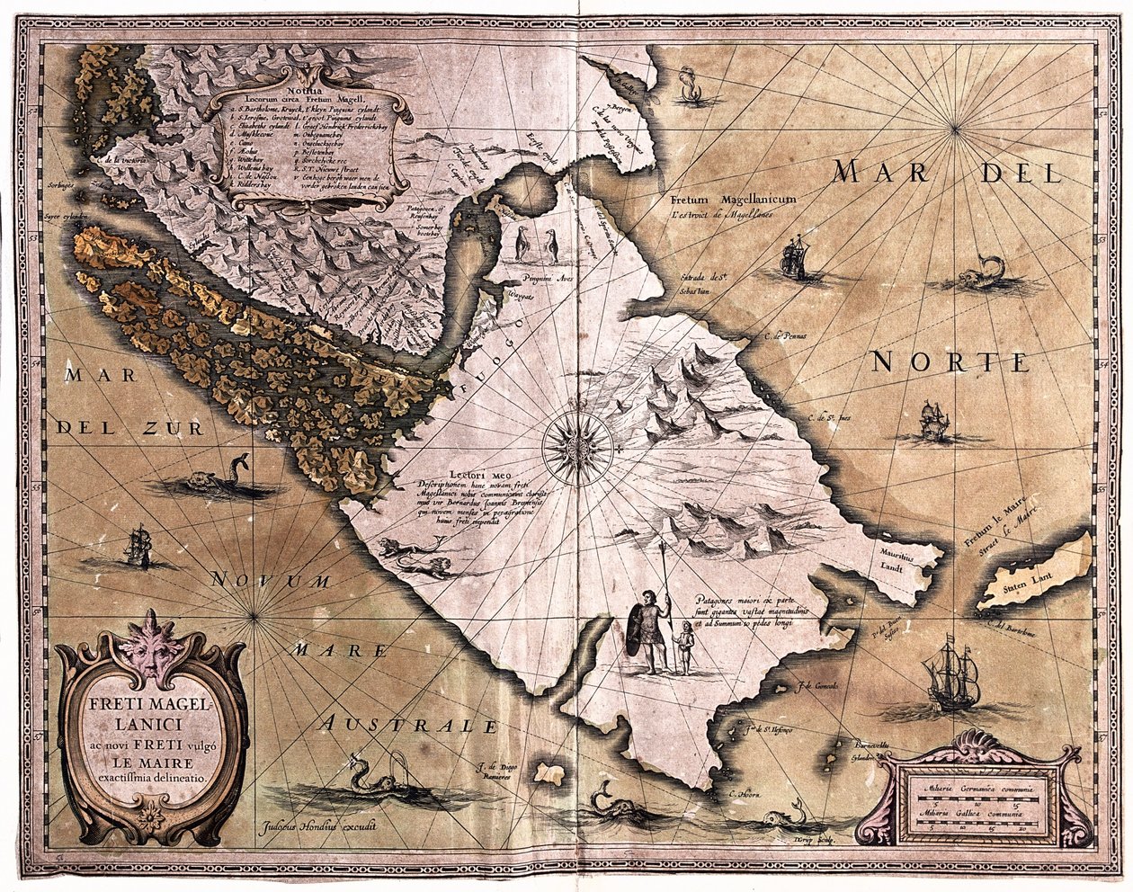 Magellans sund, Eldslandet, av A.H. Jaillot i "Atlas Français" - Paris av Alexis Hubert Jaillot
