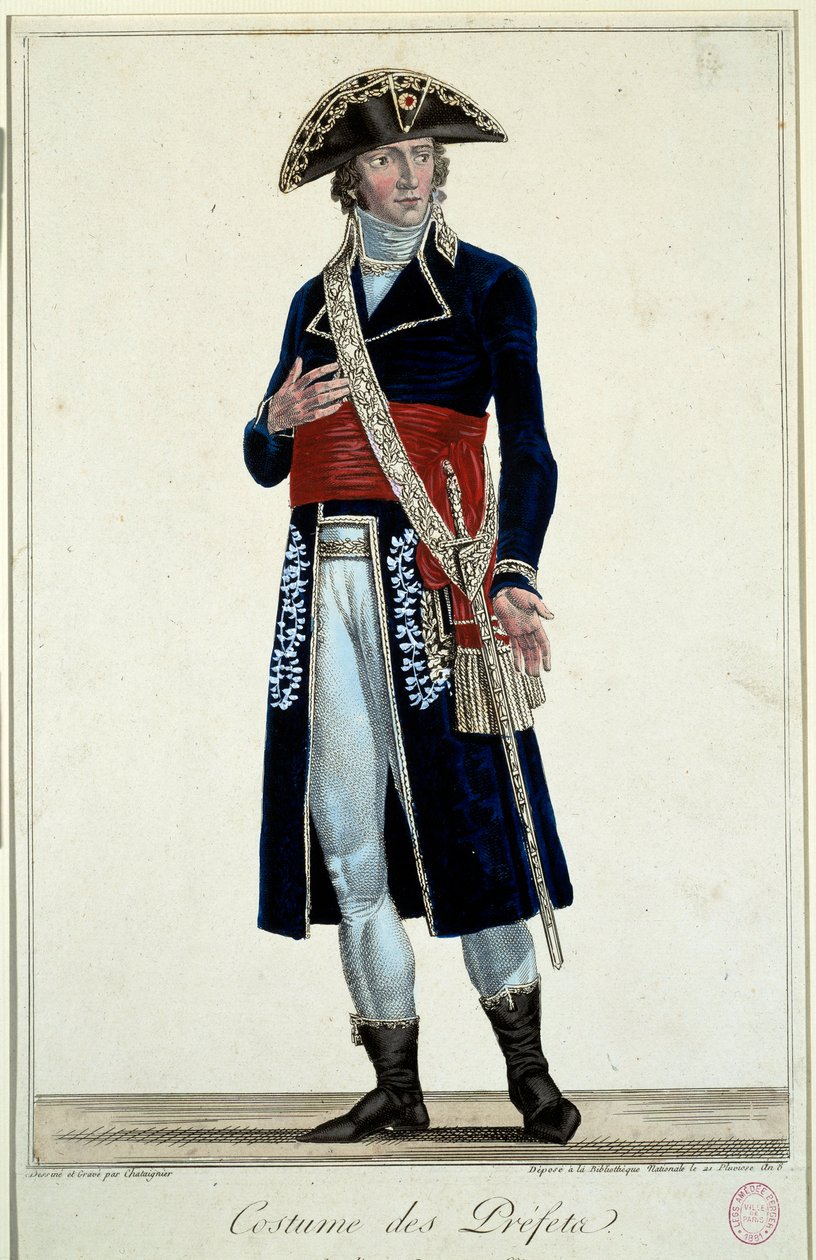 En prefet i blå kostym. Gravyr av Alexis Chataignier (1772-1817) av Alexis Chataigner