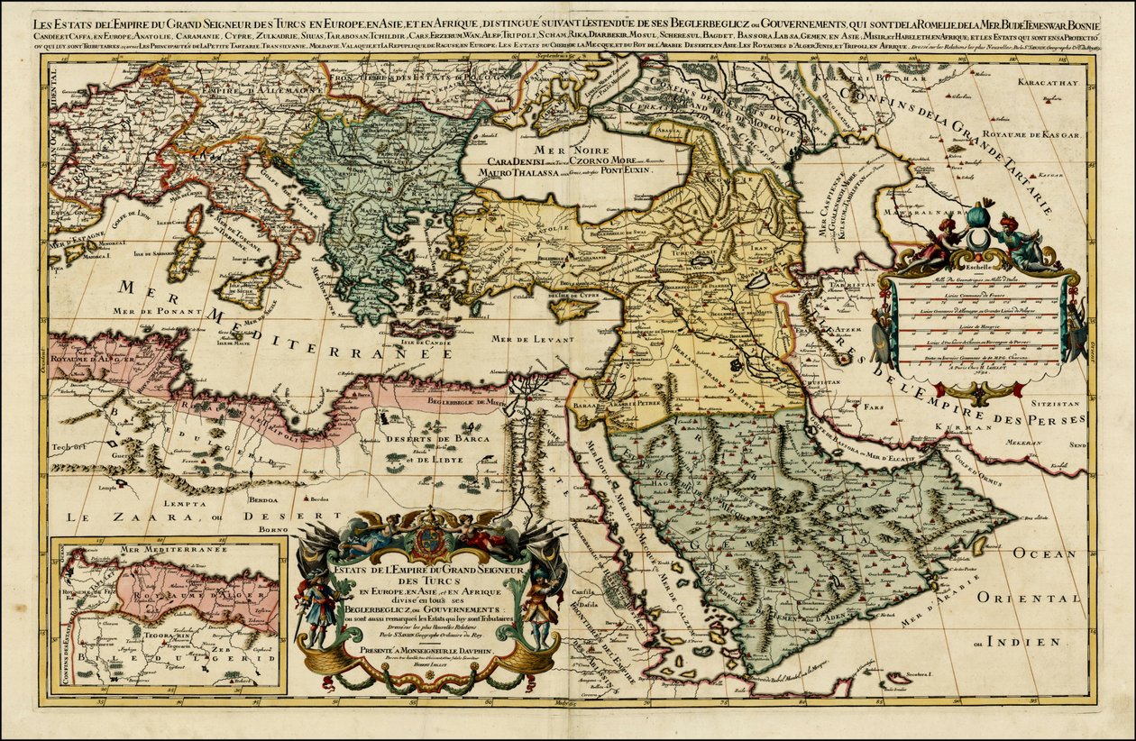 1692 års karta över det turkiska riket i Europa, Asien och Afrika av Hubert Jaillot av Alexis Hubert Jaillot