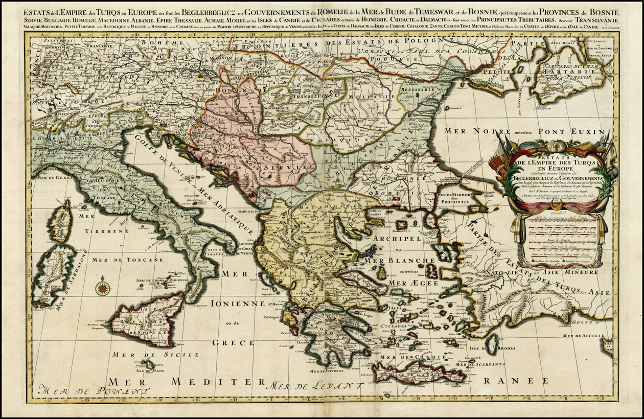 1692 års karta över det turkiska riket i Europa av Hubert Jaillot av Alexis Hubert Jaillot