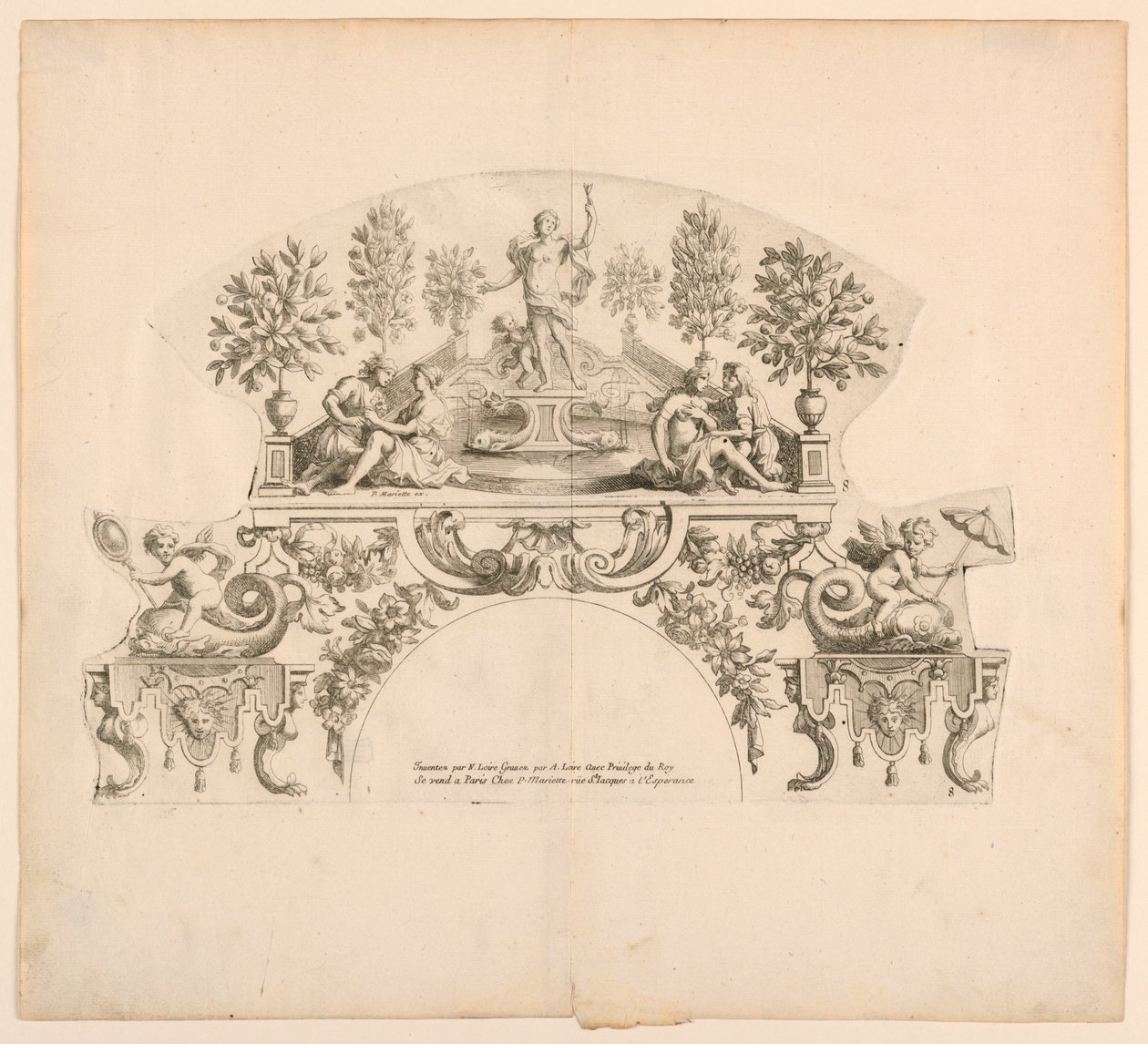 Fläktblad, åttonde och nionde plattan i setet, "Divers Desseins de grands Fans, Encrans, et autres Ornamens, invented et engraved par Nicolas Loire" av Alexis Loir