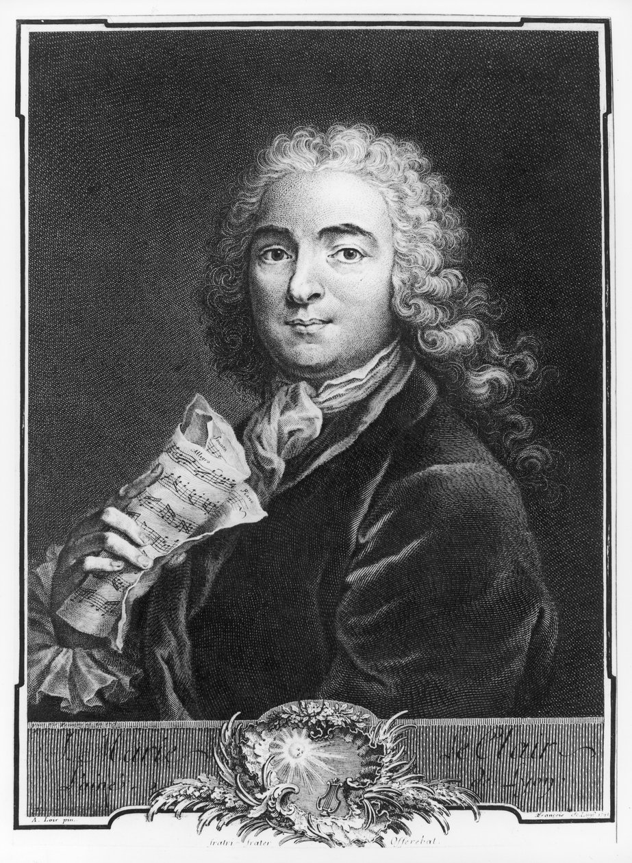 Porträtt av Jean-Marie Leclair (1697-1764) den äldre, graverad av Francois, 1741 (gravyr) (bw foto) av Alexis Loir