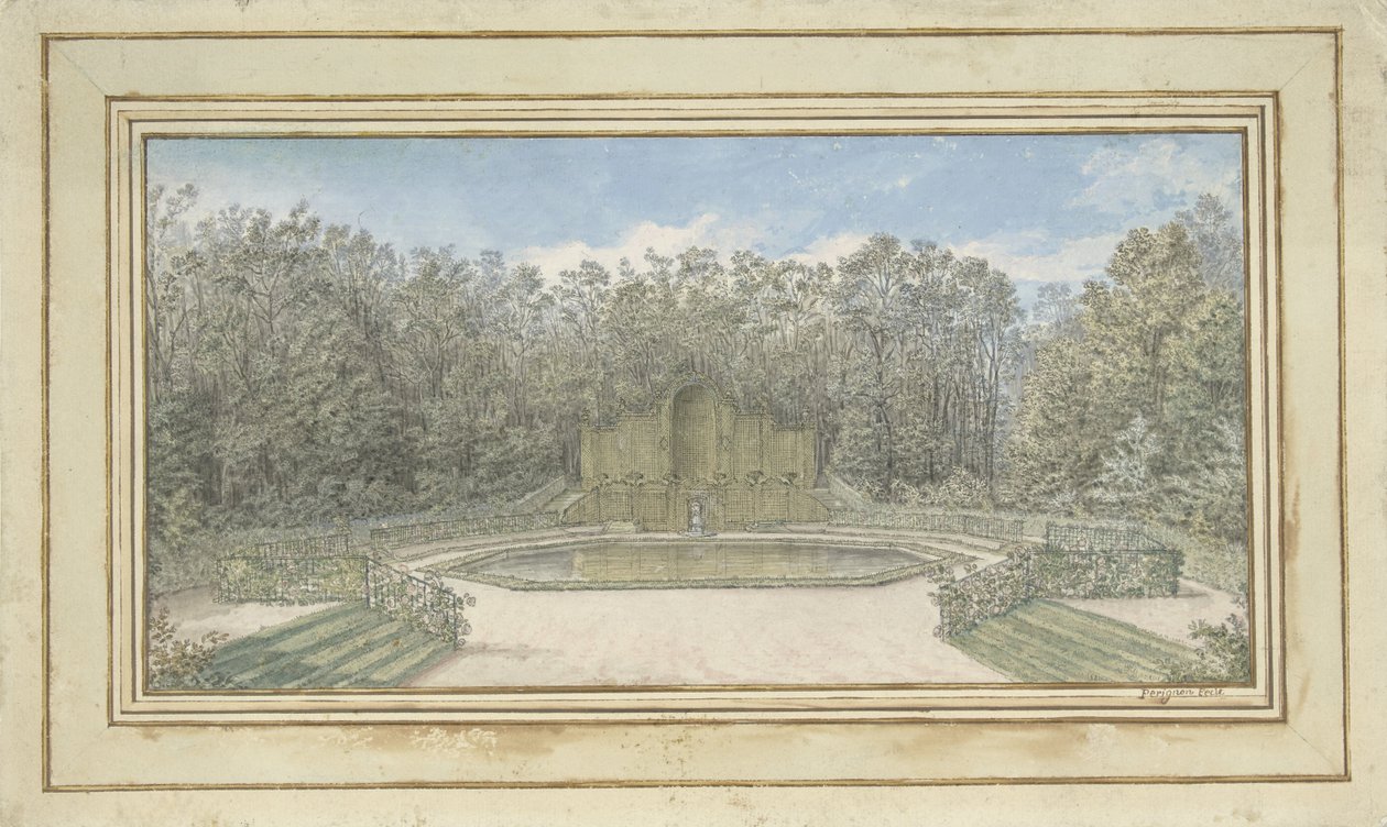 Vy över ett spaljélusthus i en park av Alexis Nicolas Pérignon (le vieux)