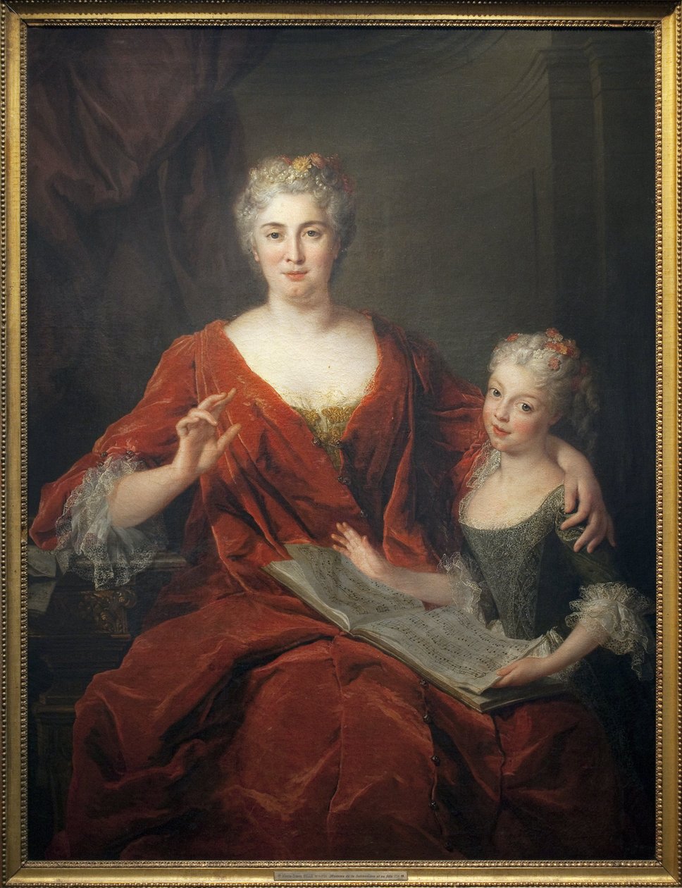 Madame de la Sablonniere och hennes dotter. Målning av Alexis Simon Belle (1674-1734), olja på duk av Alexis Simon Belle