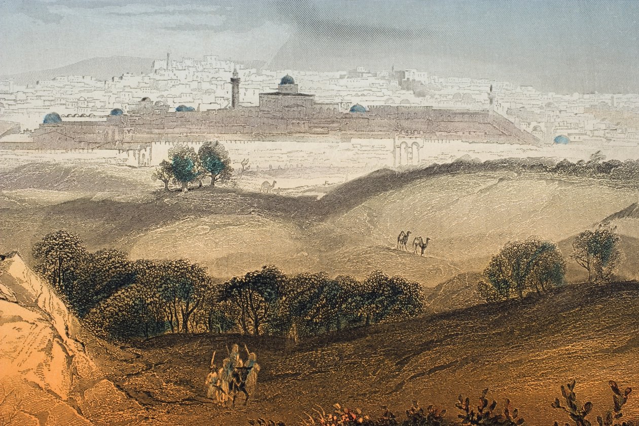 Jerusalem, graverad av Albert Henry Payne (1812-1902) frontispice till "The Life of our Lord Savior Jesus Christ" av pastor John Fleetwood (detalj av 276238) av Alexius Geyer
