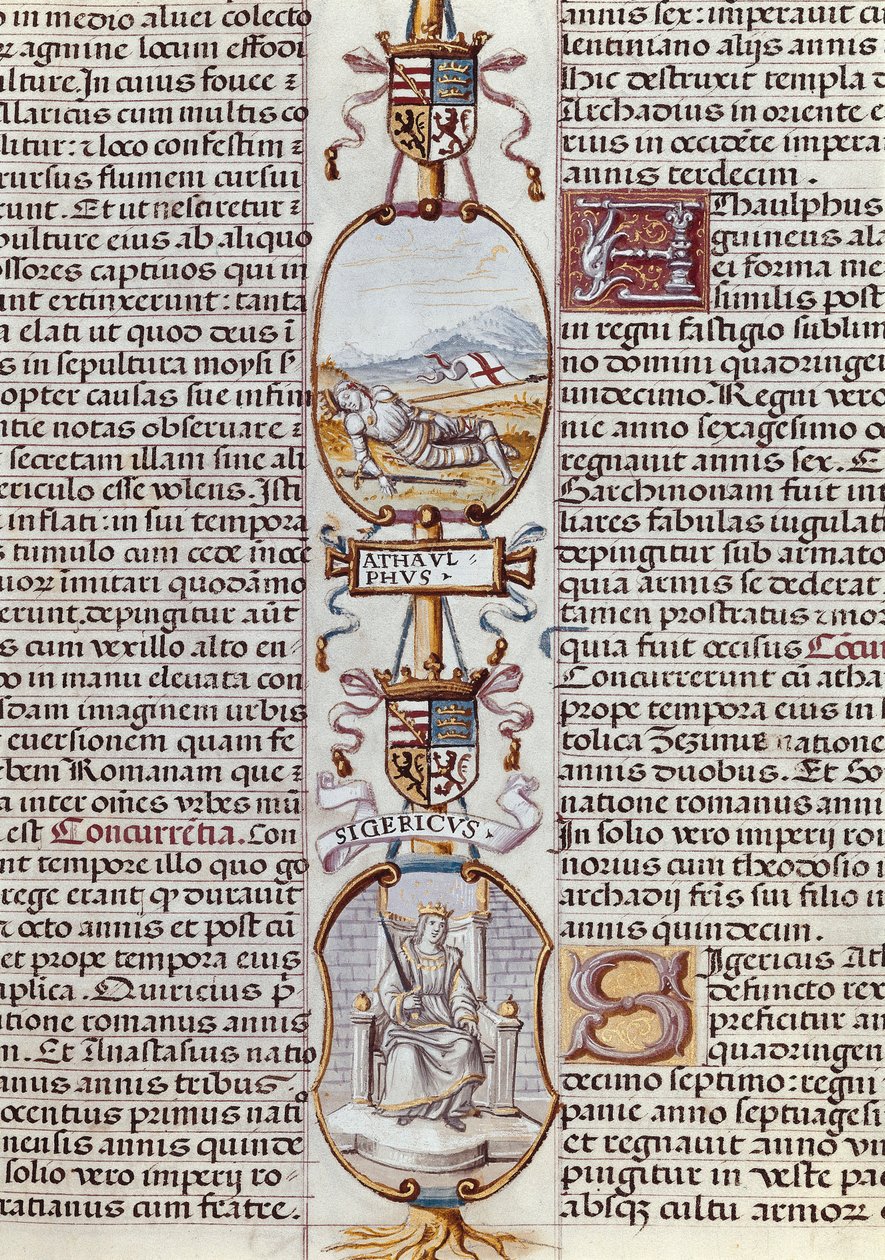 Representation av de västgotiska kungarna Athaulf och Sigeric, från "Genealogy of the Kings of Spain" av Alonso av Cartagena av Alfonso de Cartagena