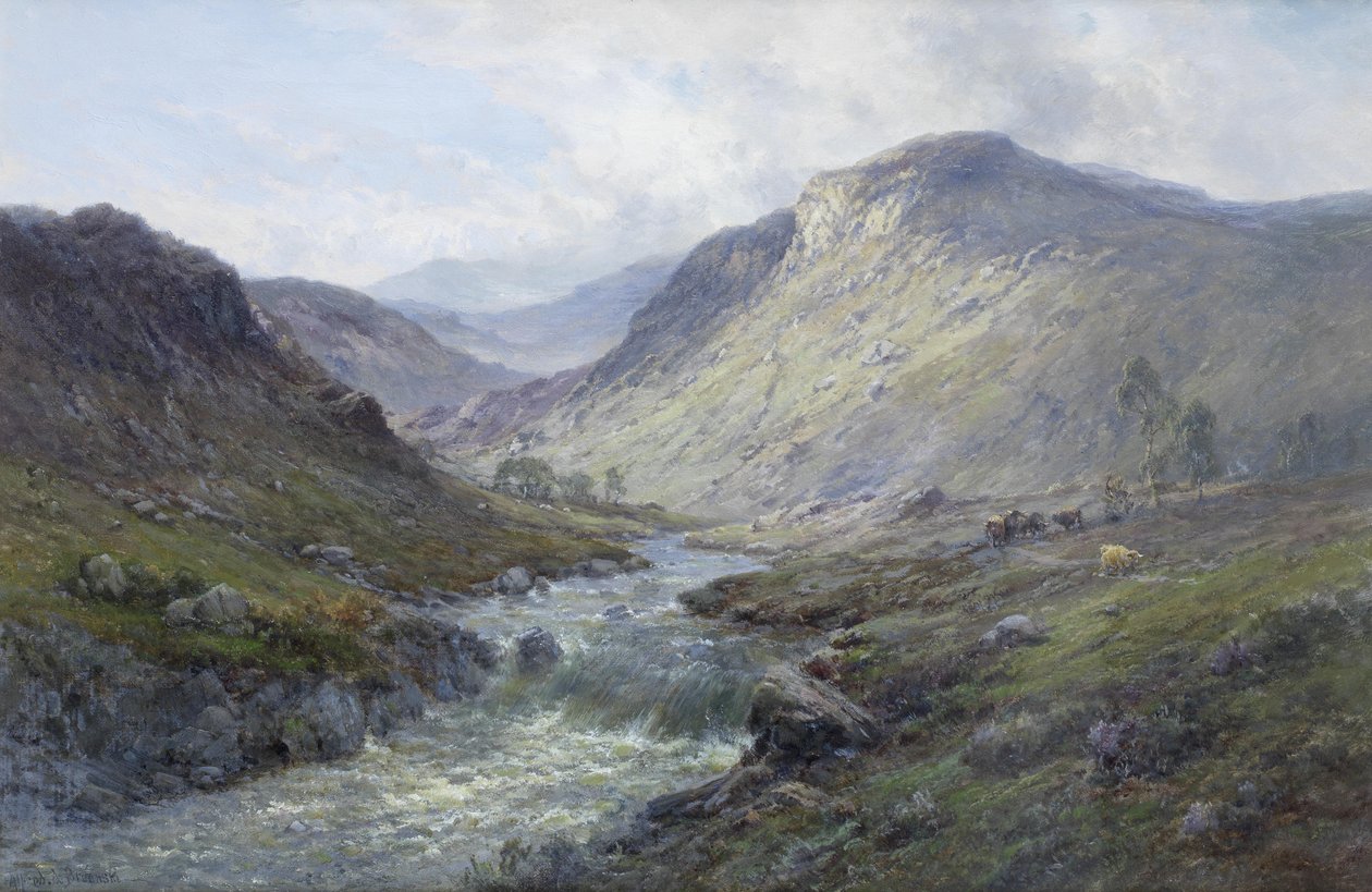  Perthshire river or Near Callender  av Alfred de Breanski
