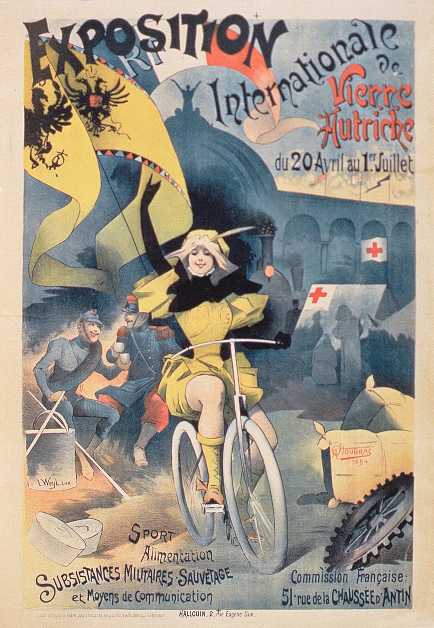 Affisch för "Internationella utställningen i Wien, Österrike" vid Commission Francaise, 20 april-1 juli 1894 av Alfred Choubrac