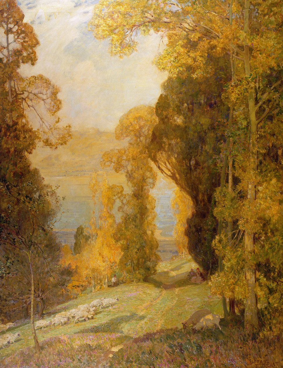Lake Bourget från Mont Revard av Alfred East