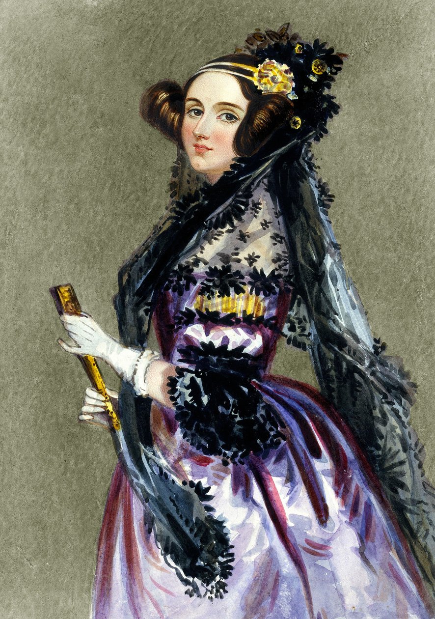 Porträtt av Augusta Ada King (1815-1852), grevinnan av Lovelace (färggravyr). av Alfred Edward Chalon