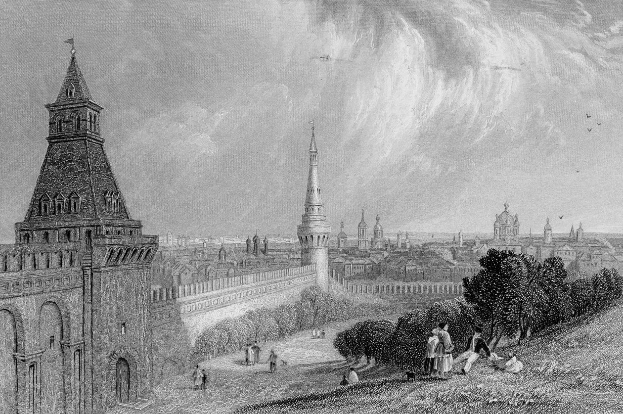 Moskva från Kremls esplanad, graverad av J. T. Willmore av Alfred Gomersal Vickers