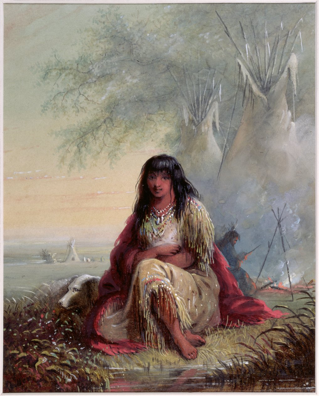 Sioux Indian Girl (wc och gouache på papper) av Alfred Jacob Miller