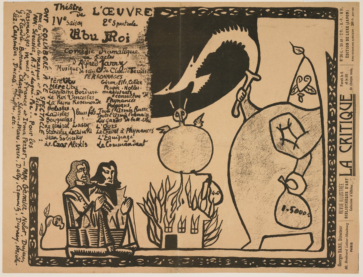 Program för Ubu Roi, 1896 av Alfred Jarry