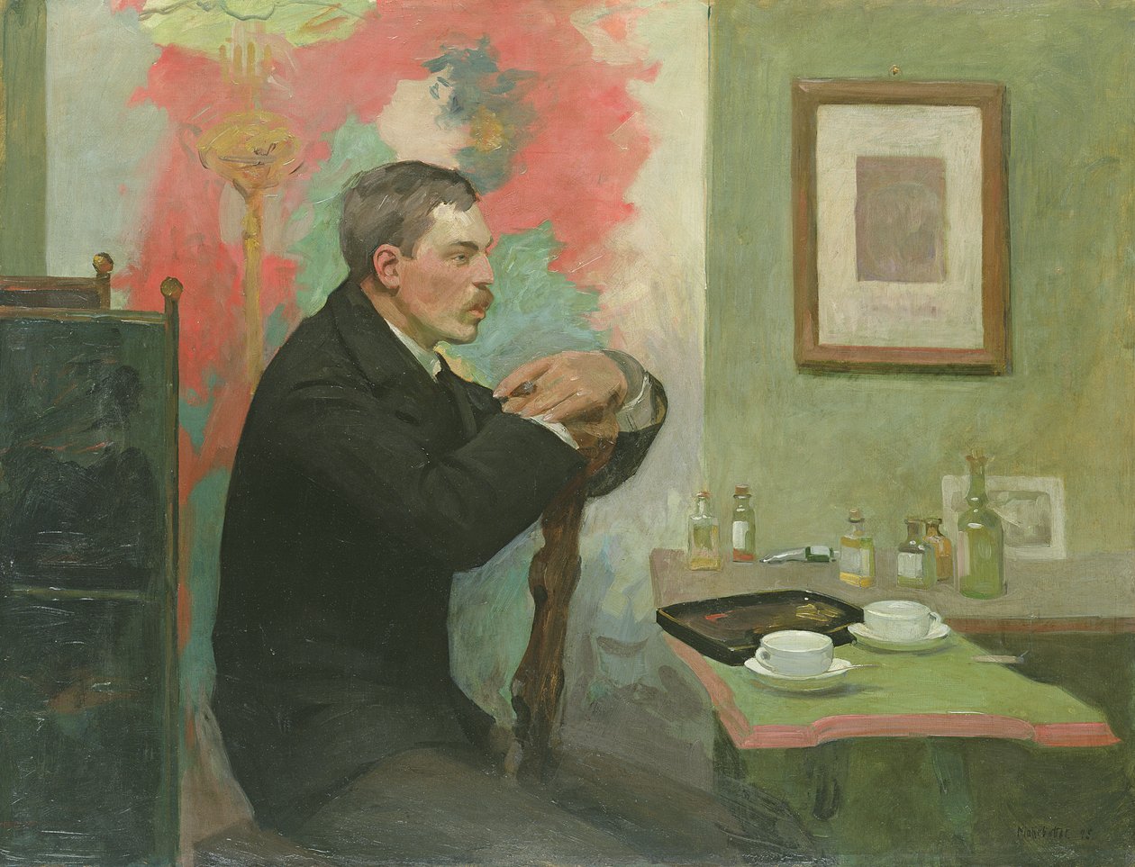 Målaren Julius Wohlers i hans ateljé, 1895 av Alfred Mohrbutter