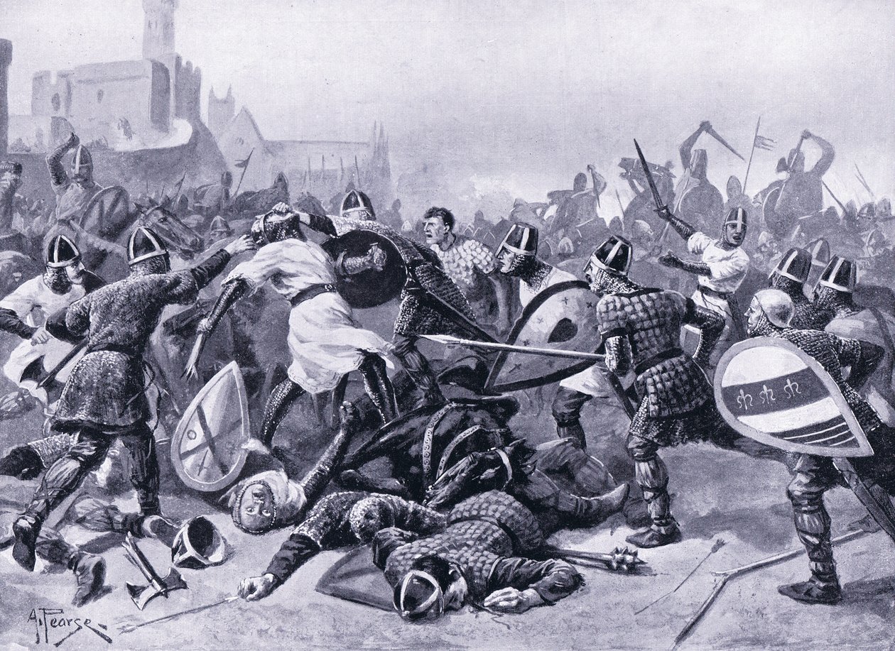 Stephen togs till fånga i slaget vid Lincoln AD1141, 1920-talet av Alfred Pearse