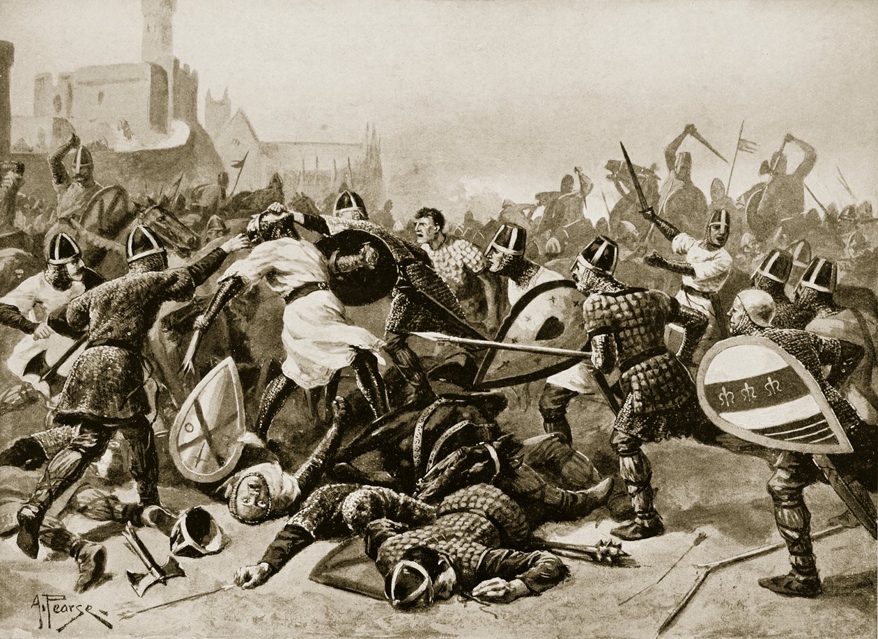Stephen tillfångatagen i slaget vid Lincoln, 1141, illustration från 