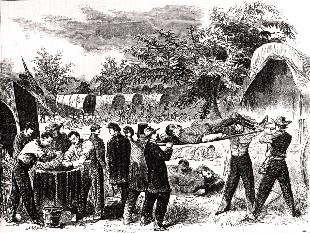 Att bära bort de sårade efter slaget vid Antietam 1862 av Alfred Rudolph Waud
