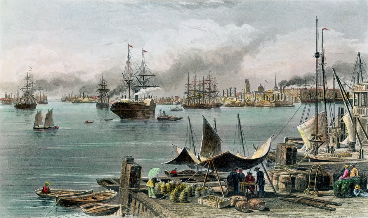 Port of New Orleans, graverad av D.G. Thompson av Alfred Rudolph Waud