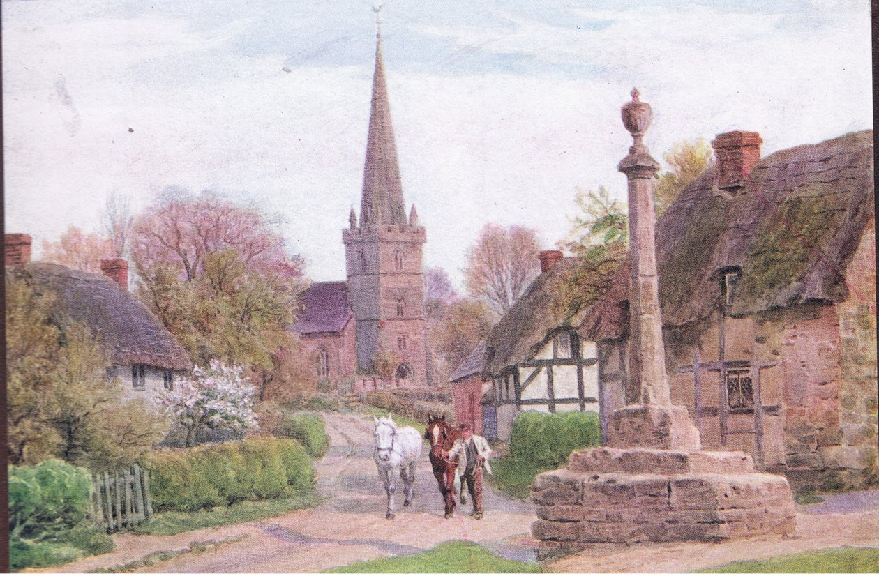 Childs Wickham, Nr Evesham, Worcester, från The Cottages and the Village Life of Rural England publicerad av Dent & Sons Limited, 1912 av Alfred Robert Quinton
