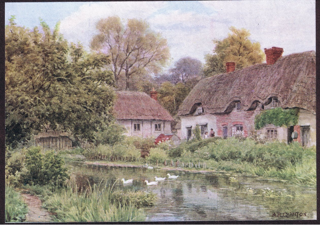 Cottages at Lake, Nr Salisbury, Wiltshire, från The Cottages and the Village Life of Rural England publicerad av Dent & Sons Limited, 1912 av Alfred Robert Quinton