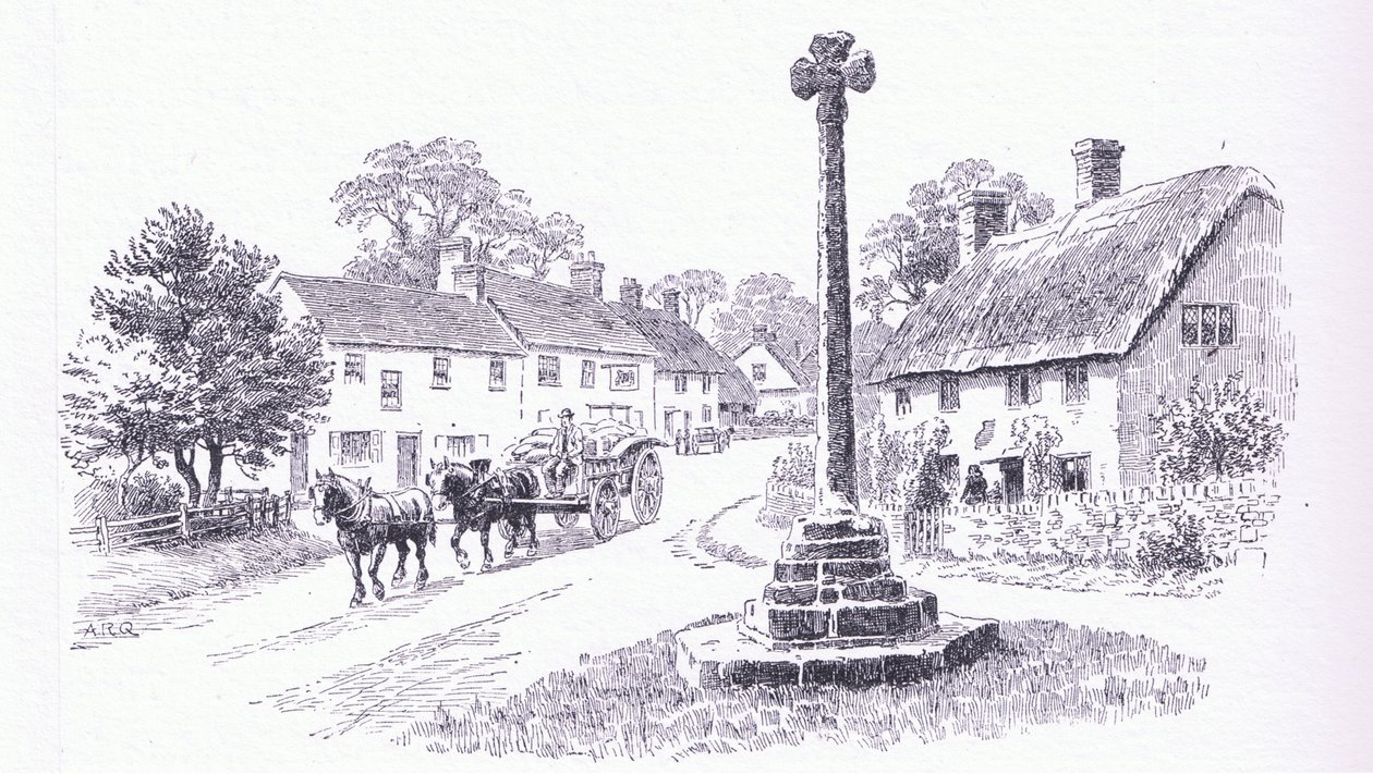 Crowcombe Cross, Somerset, från The Cottages and the Village Life of Rural England publicerad av Dent & Sons Limited, 1912 av Alfred Robert Quinton