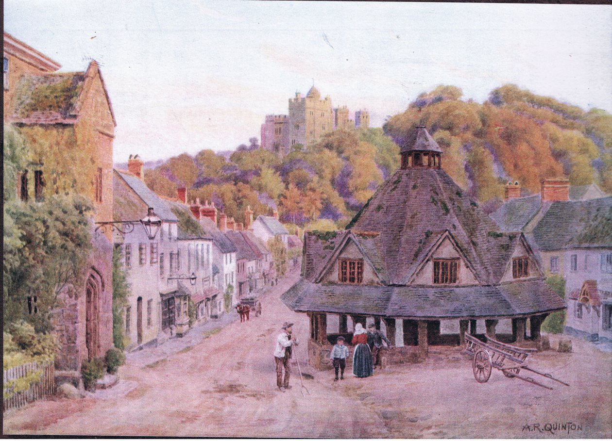 Dunster, Somerset, från The Cottages and the Village Life of Rural England publicerad av Dent & Sons Limited, 1912 av Alfred Robert Quinton