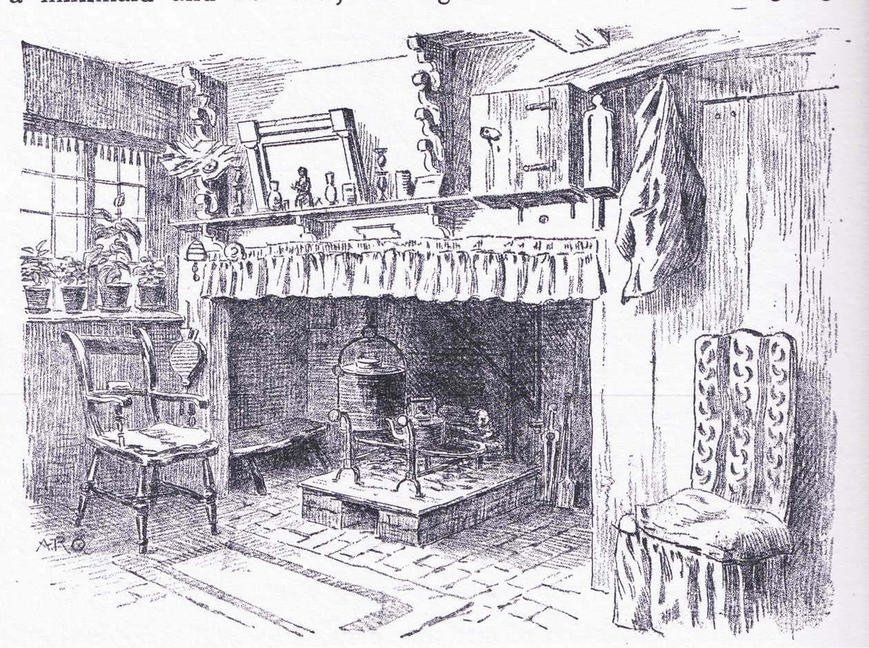 Interiör av en stuga i Surrey, från The Cottages and the Village Life of Rural England publicerad av Dent & Sons Limited, 1912 av Alfred Robert Quinton