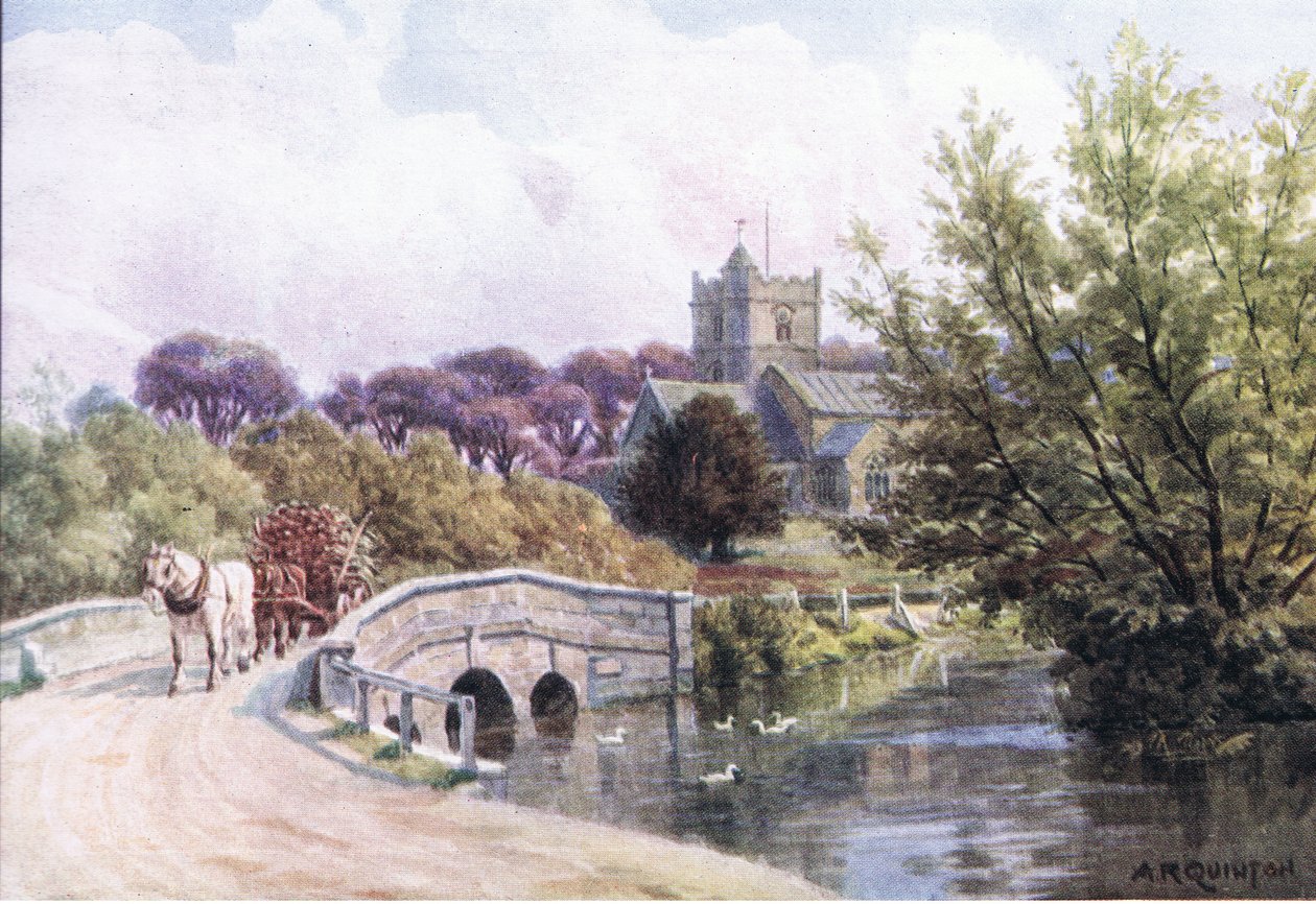 The Bridge, Coombe Bissett, Nr Salisbury, från The Cottages and the Village Life of Rural England publicerad av Dent & Sons Limited, 1912 av Alfred Robert Quinton