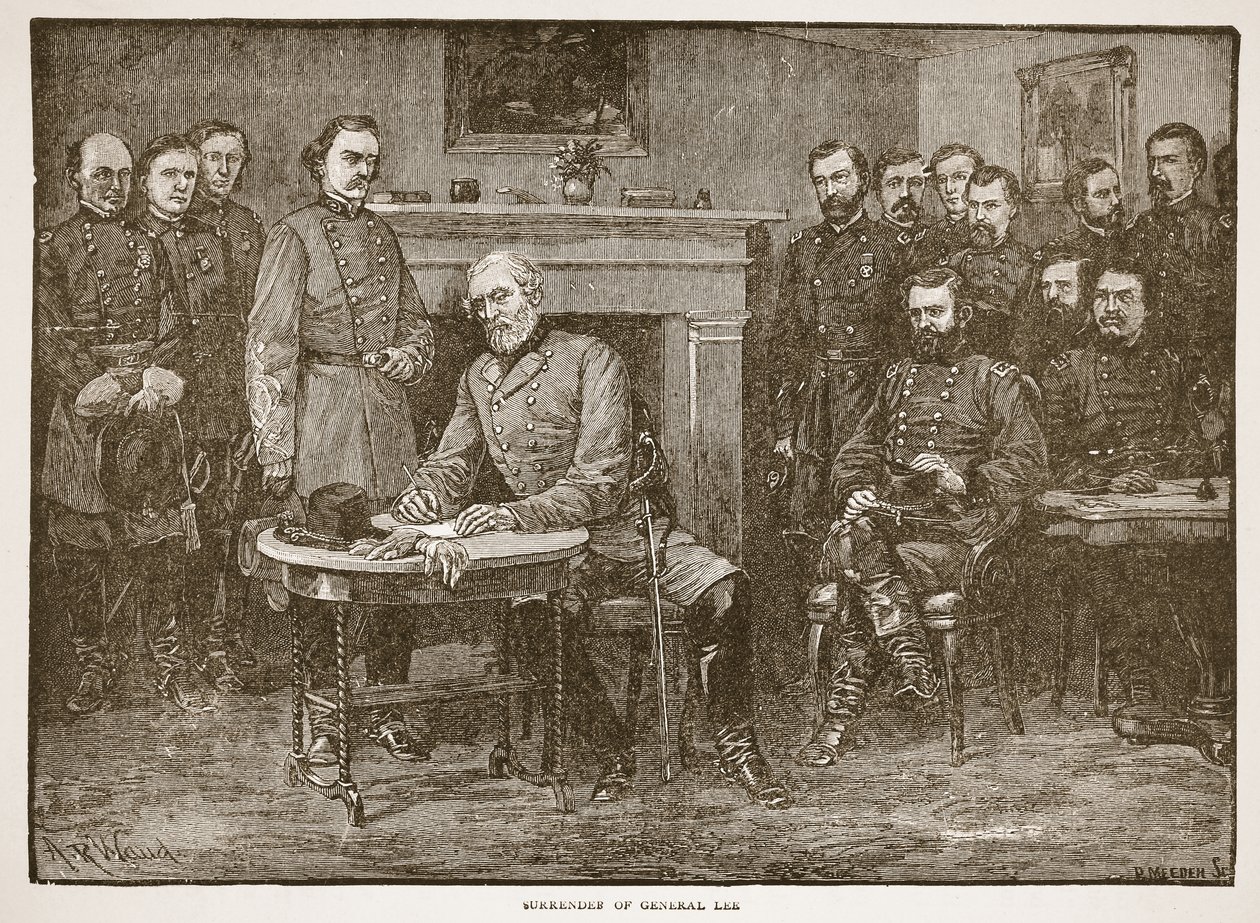 Överlämnande av general Lee, från en bokpub. 1896 av Alfred Rudolph Waud
