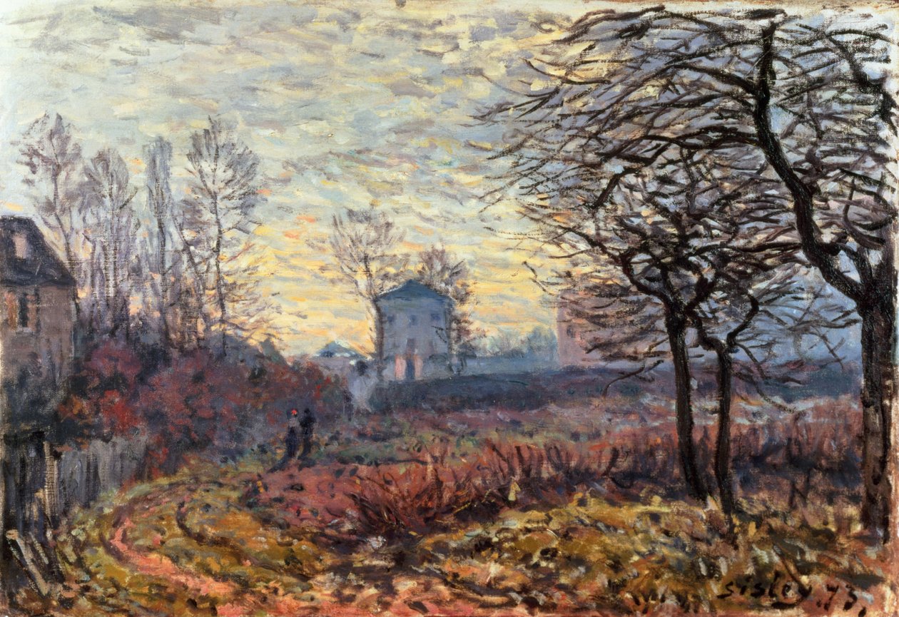 Landskap nära Louveciennes, 1873 av Alfred Sisley