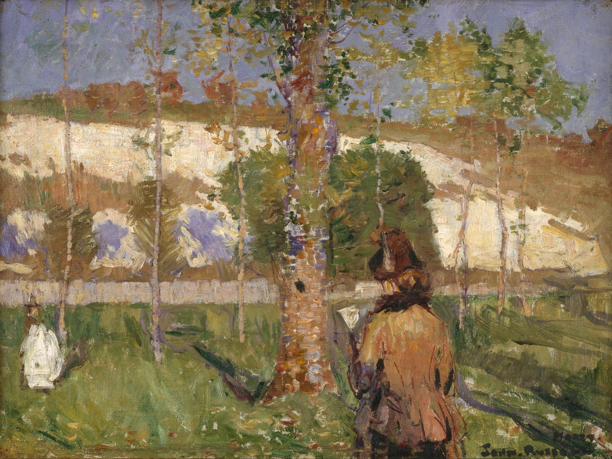 Madame Sisley on the banks of the Loing at Moret av Alfred Sisley