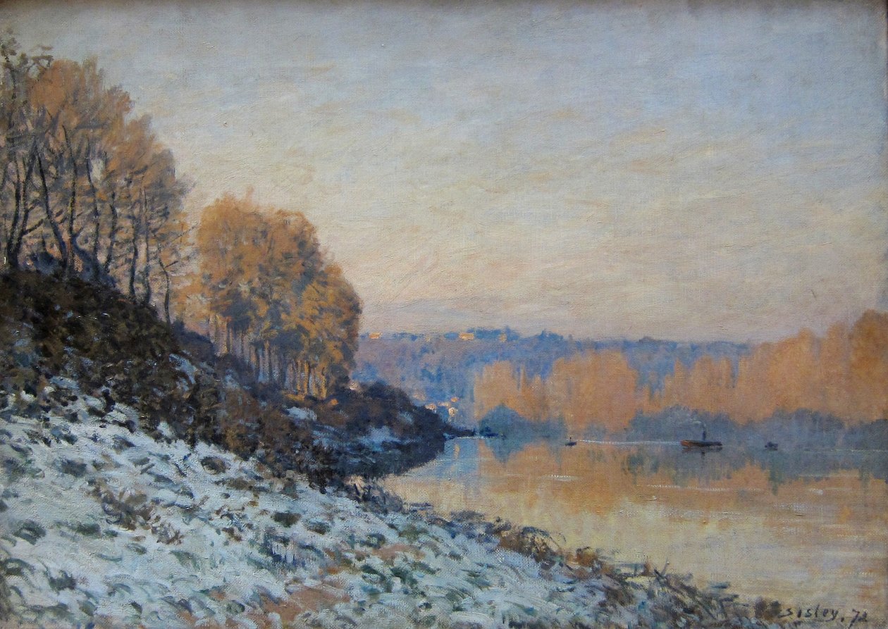 Port Marly, gelée blanche  av Alfred Sisley