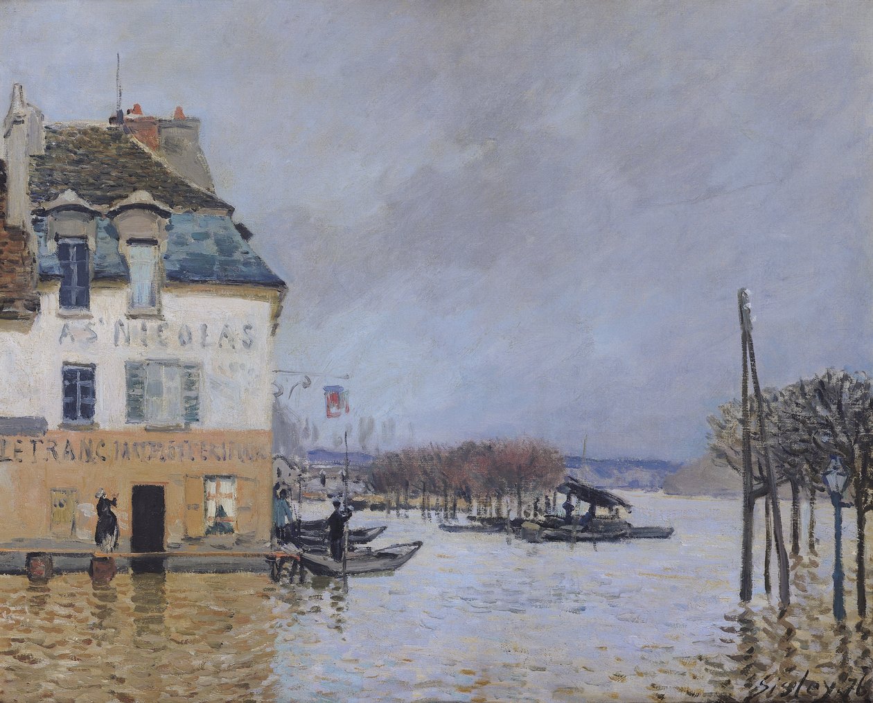 Översvämningen vid Port-Marly, 1876 av Alfred Sisley