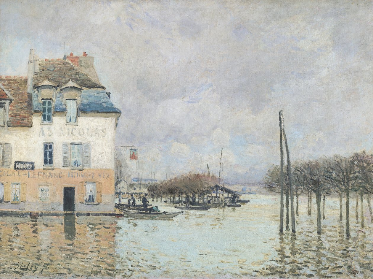 Översvämningen vid Port-Marly, 1876 av Alfred Sisley