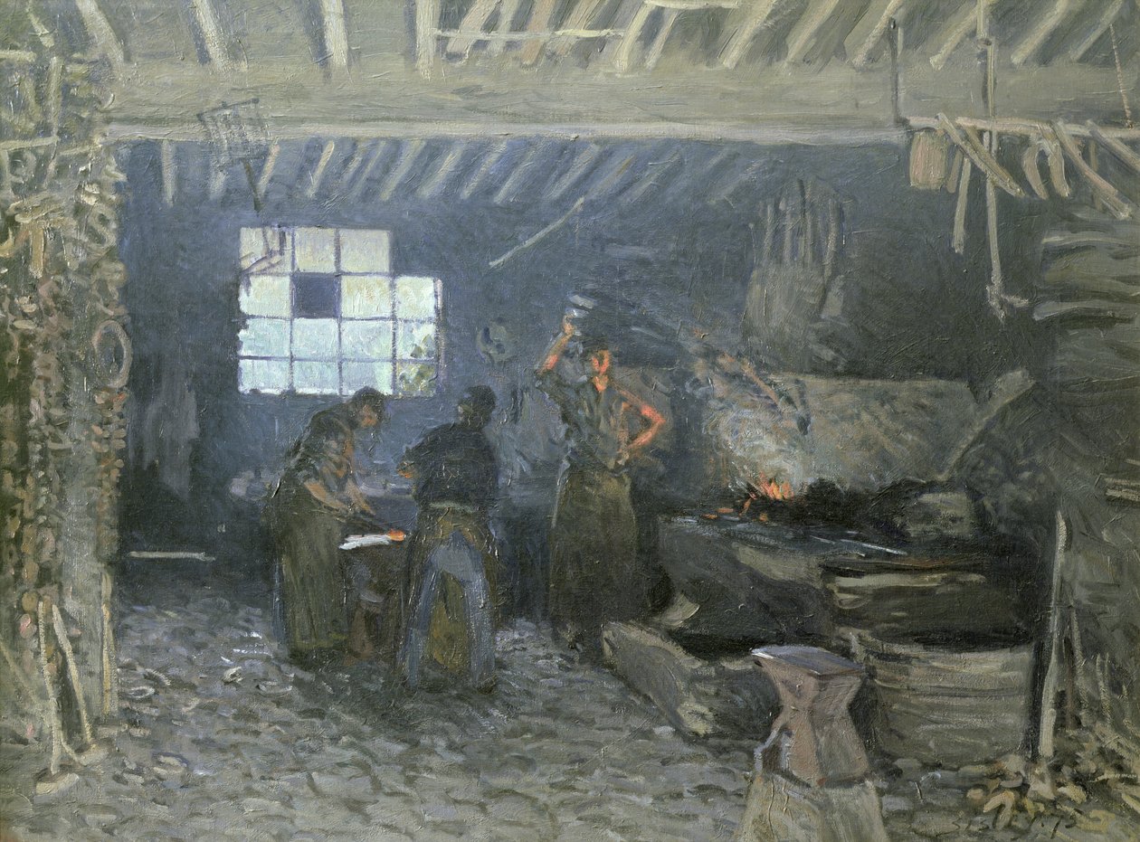 Smedjan i Marly-le-Roi, Yvelines, 1875 av Alfred Sisley