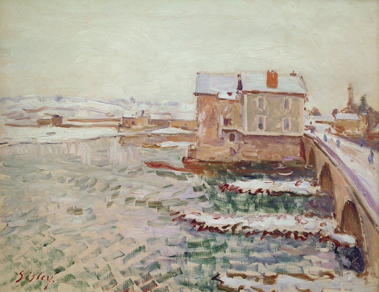 Moretbron under vintern 1889, efter 1889 av Alfred Sisley