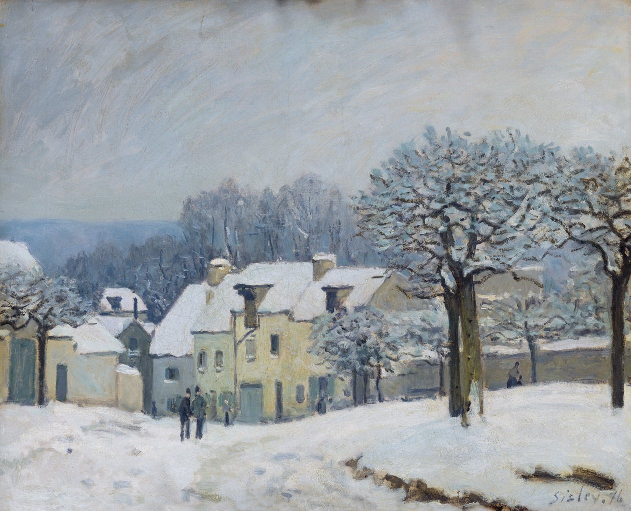 Place du Chenil i Marly-le-Roi, Snow, 1876 av Alfred Sisley
