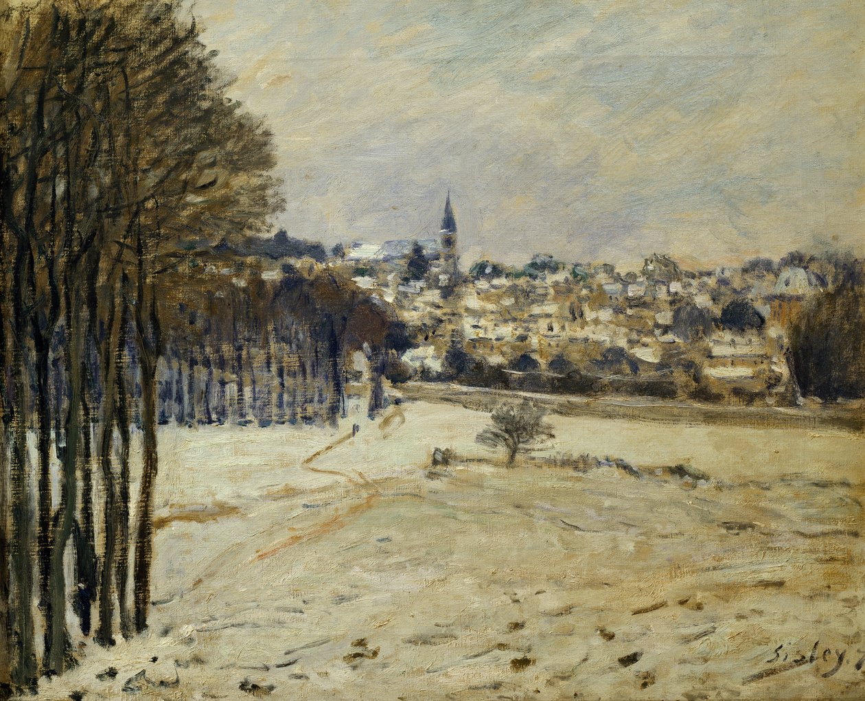 Snön vid Marly-le-Roi, 1875 av Alfred Sisley