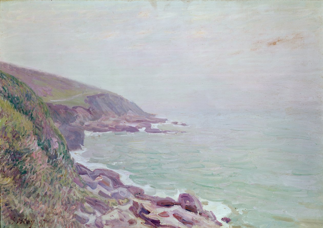 Den walesiska kustlinjen, dimmig morgon, 1897 av Alfred Sisley