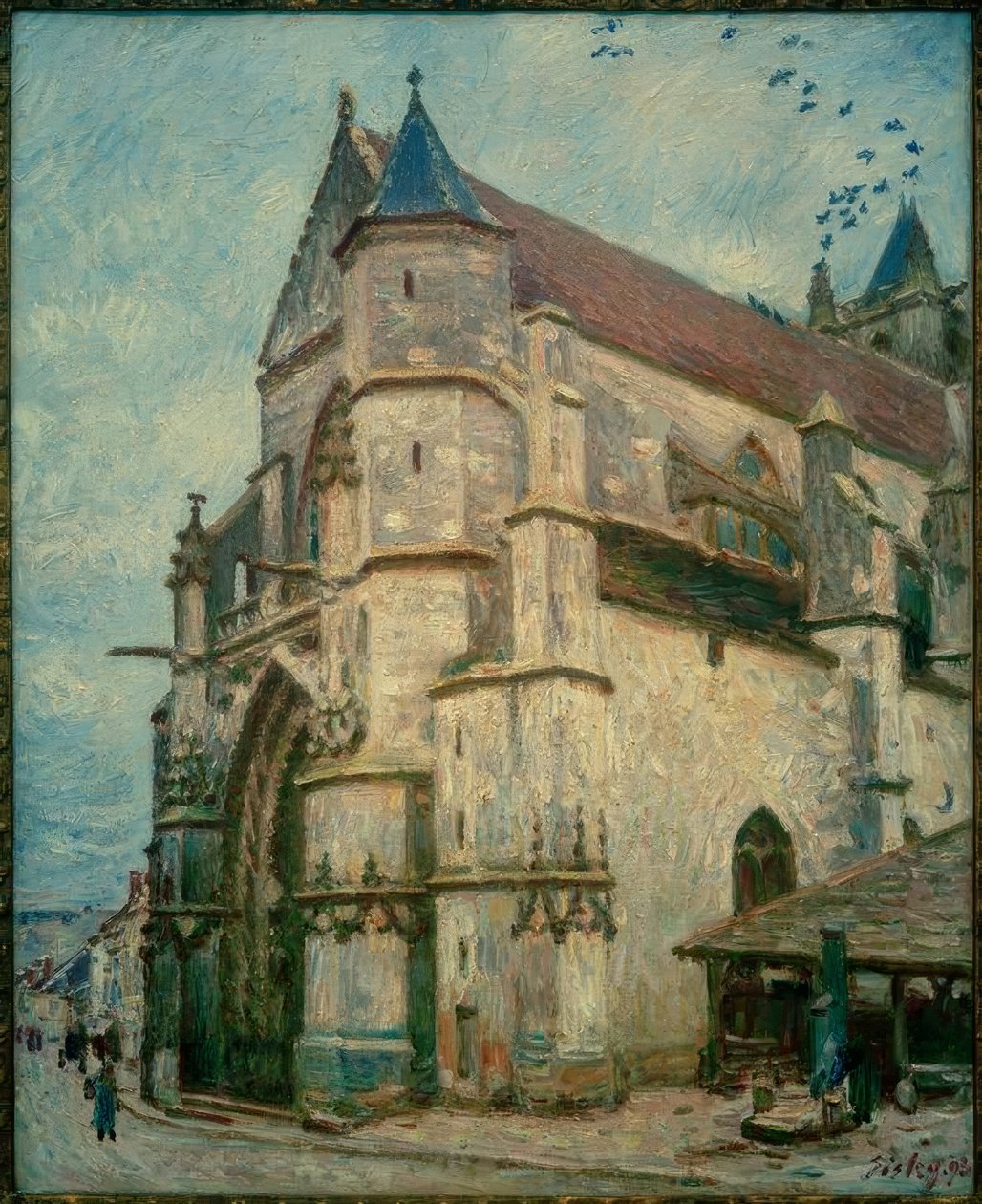 En gammal kyrka på eftermiddagen av Alfred Sisley