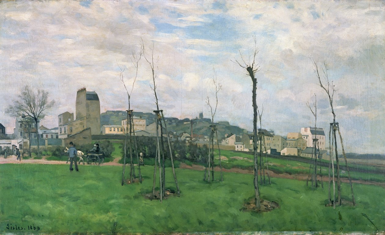 Utsikt över Montmartre från Cite des Fleurs, Les Batignolles, 1869 av Alfred Sisley