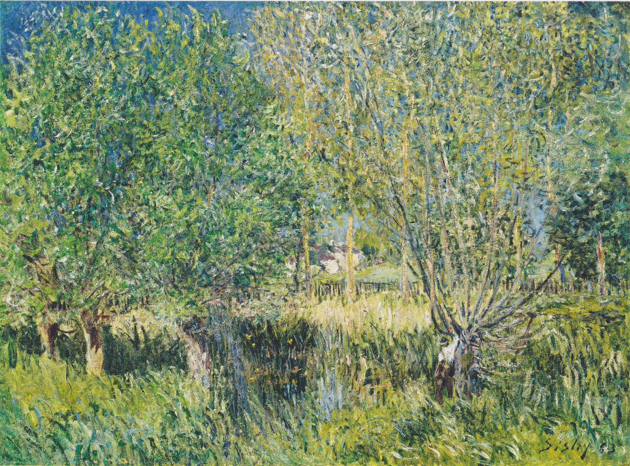 Weiden am Ufer der Orvanne av Alfred Sisley