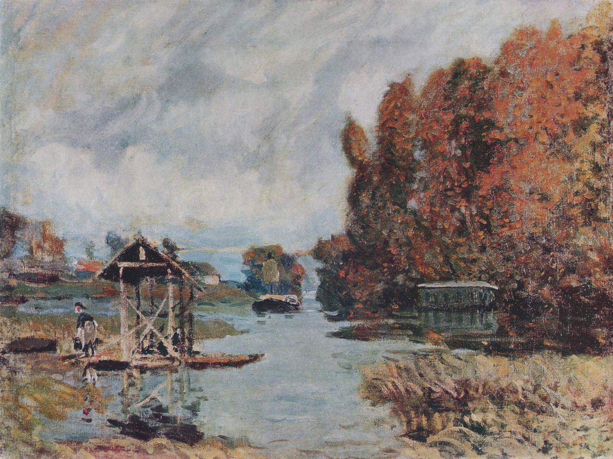 Wäscherinnen von Bougival av Alfred Sisley
